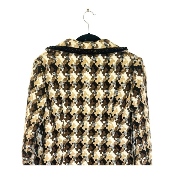NINE West Vintage Brown Wool Houndstooth Luxury Coat SZ small - Picture 5 of 15
